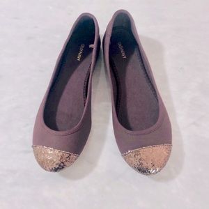 New Sparkly Glitter Dark Purple Plum Round Toe Old Navy Ballet Flats Size 6